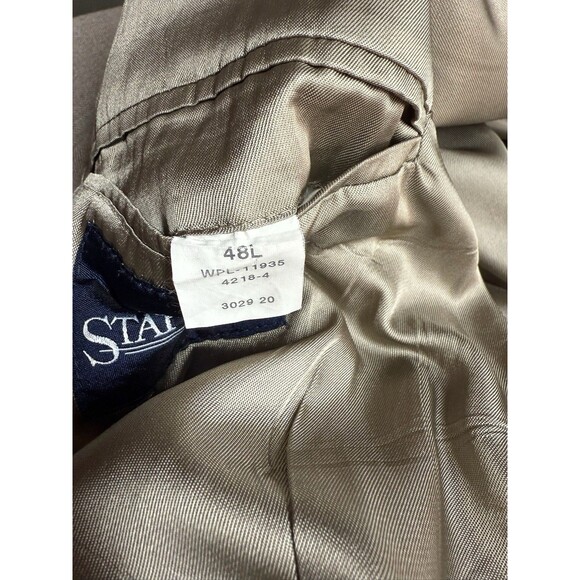 Stafford Blazer 48L Men's Tan Classic Wool Blend 2 Button Notch Collar Vent - Picture 9 of 9